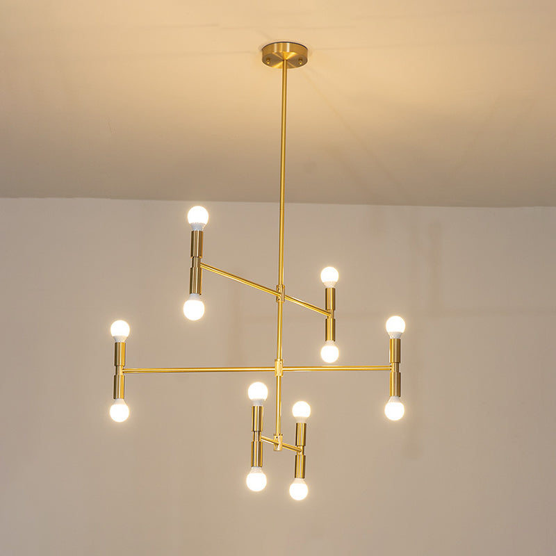 Exponierte Metallkronleuchter leichte postmoderne 12 Leuchten hängende Lampe für Wohnzimmer