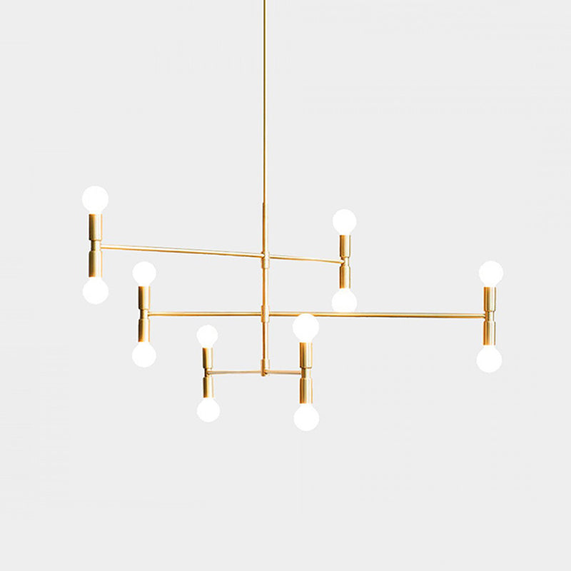 Exponierte Metallkronleuchter leichte postmoderne 12 Leuchten hängende Lampe für Wohnzimmer