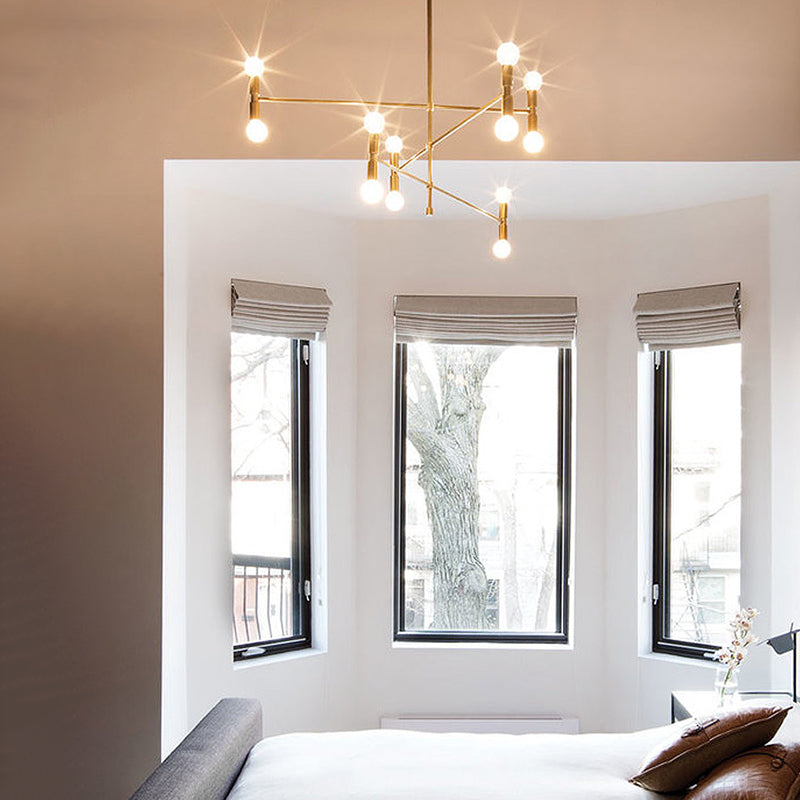 Exponierte Metallkronleuchter leichte postmoderne 12 Leuchten hängende Lampe für Wohnzimmer