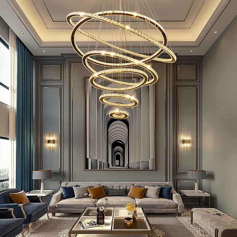 Zeitgenössische mehrschichtige Decke hängende Licht mit Kristallschatten für Esszimmer