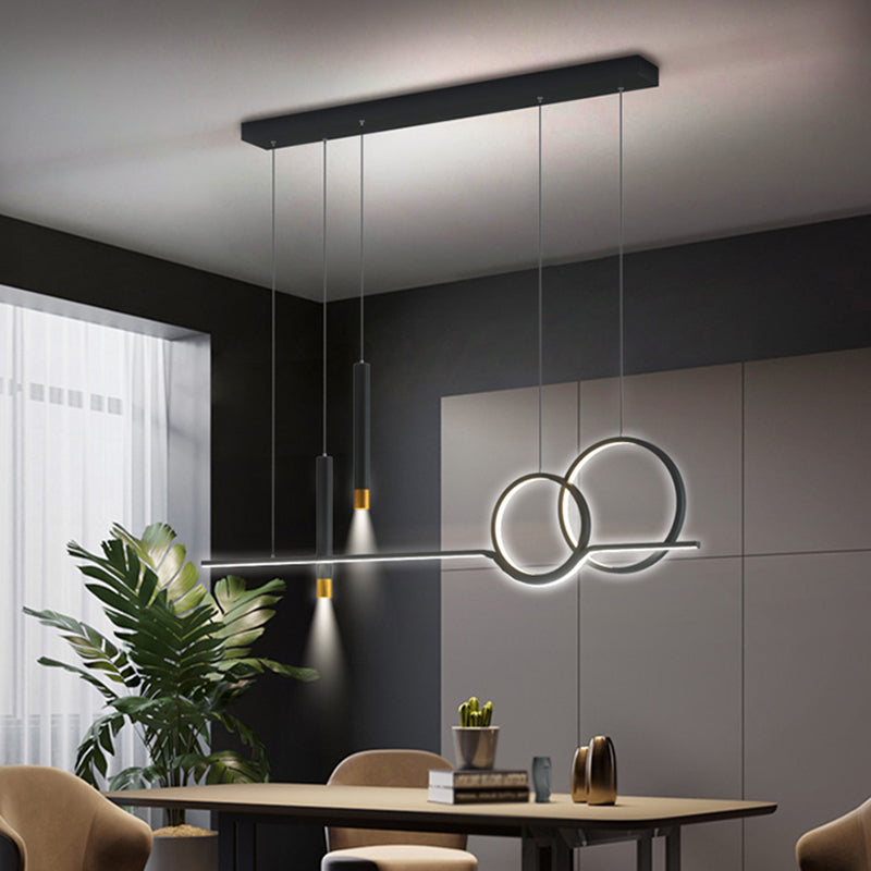 Black Metal Hanging Pendant Lights with Acrylic Shade Modern Island Lamps