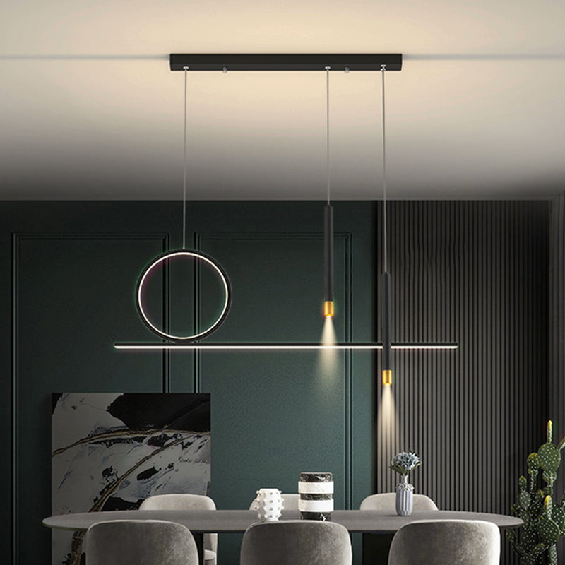 Black Metal Hanging Pendant Lights with Acrylic Shade Modern Island Lamps