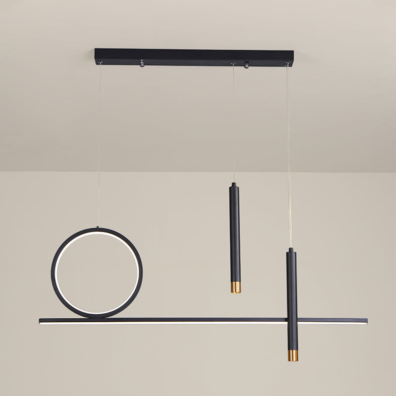 Black Metal Hanging Pendant Lights with Acrylic Shade Modern Island Lamps