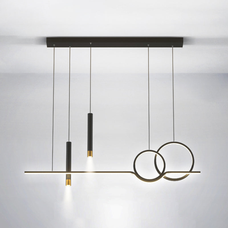Black Metal Hanging Pendant Lights with Acrylic Shade Modern Island Lamps
