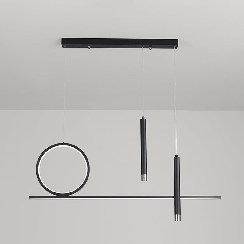 Black Metal Hanging Pendant Lights with Acrylic Shade Modern Island Lamps