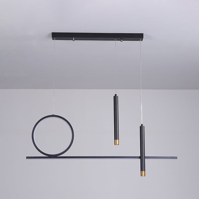 Black Metal Hanging Pendant Lights with Acrylic Shade Modern Island Lamps