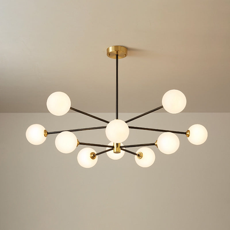 Lampadella di vetro bianco lattiginoso Postmodern Metal Lampadario a sospensione Luce per salotto