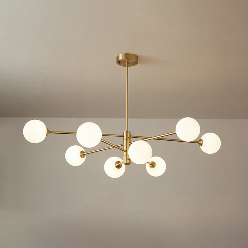 Lampadella di vetro bianco lattiginoso Postmodern Metal Lampadario a sospensione Luce per salotto