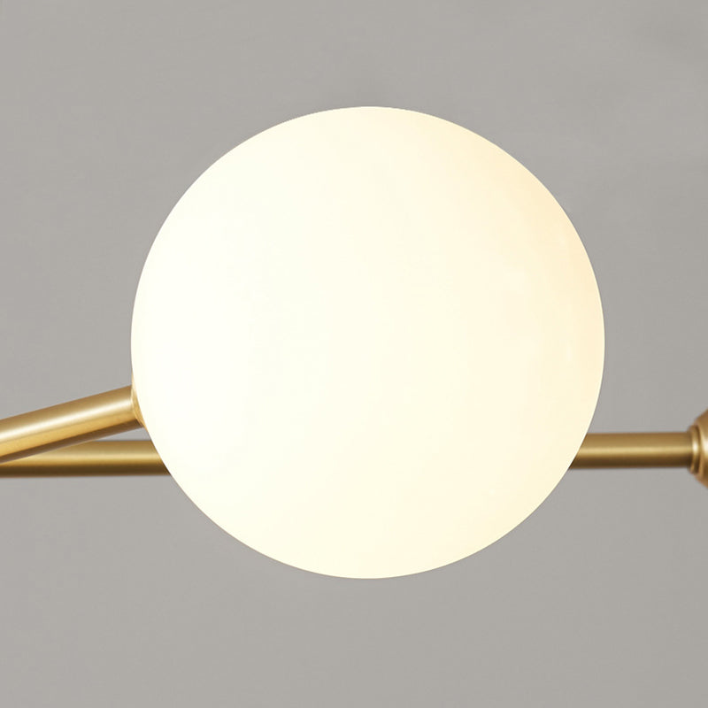 Lampadella di vetro bianco lattiginoso Postmodern Metal Lampadario a sospensione Luce per salotto