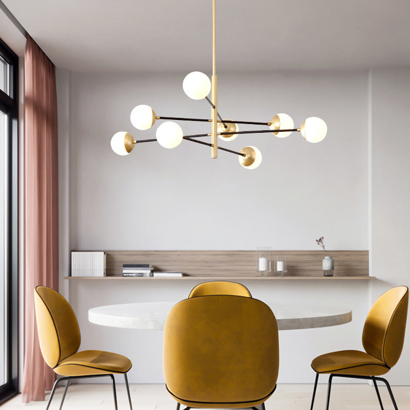 Postmodern Multi Head Chandelier Light Fixtures Metal and Glass Hanging Chandelier for Cafe