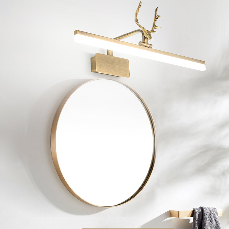 Metal Vanity Light with Antler Mid Century Modern Wall Mount Light in Gold