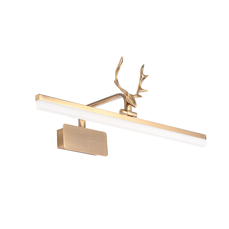 Metal Vanity Light with Antler Mid Century Modern Wall Mount Light in Gold