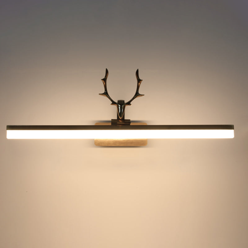 Metal Vanity Light with Antler Mid Century Modern Wall Mount Light in Gold