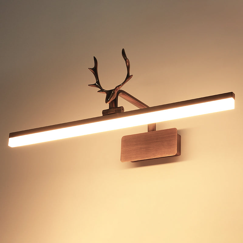 Metal Vanity Light with Antler Mid Century Modern Wall Mount Light in Gold