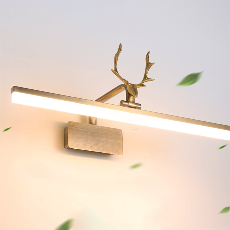Metal Vanity Light with Antler Mid Century Modern Wall Mount Light in Gold