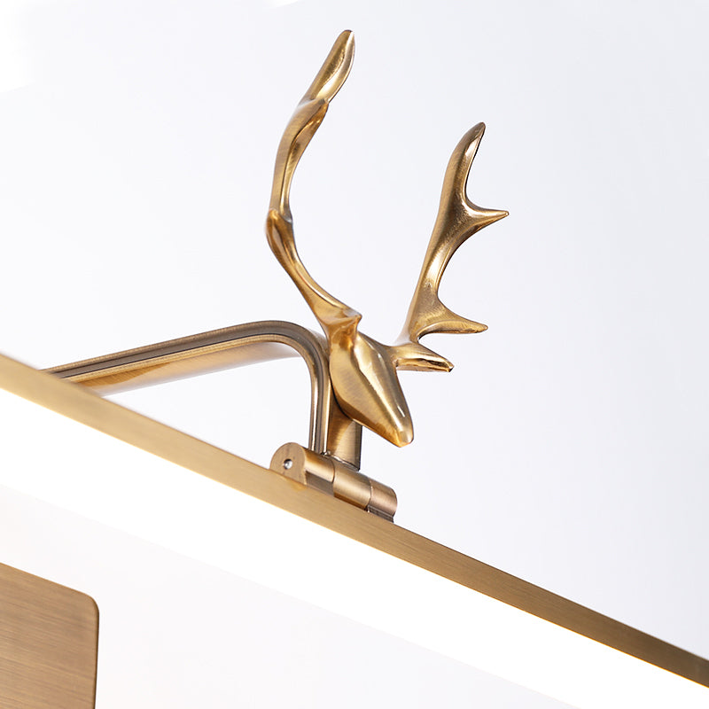 Metal Vanity Light with Antler Mid Century Modern Wall Mount Light in Gold