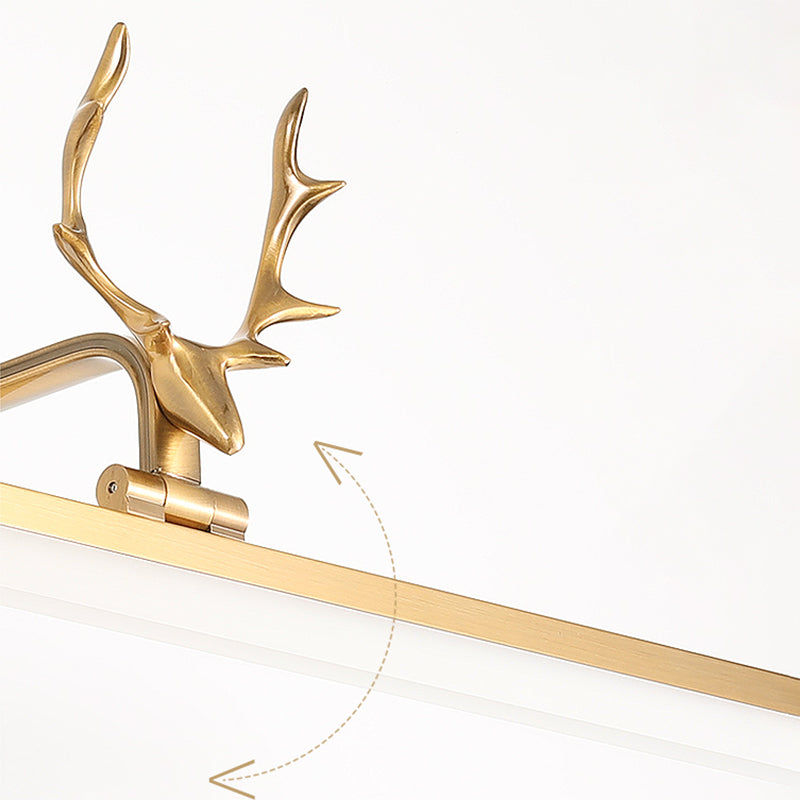 Metal Vanity Light with Antler Mid Century Modern Wall Mount Light in Gold