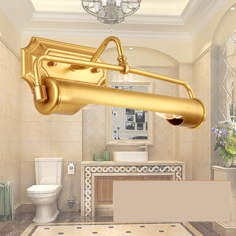 14" Long Metallic Bar Vanity Light Mid Century Modern Wall Mount Light in Brass