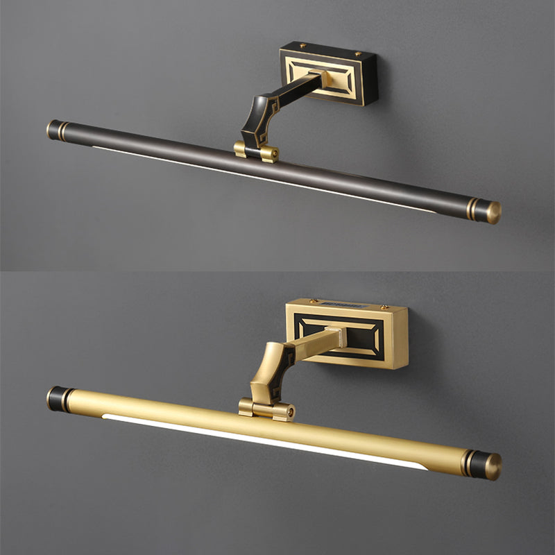 Metal Metallic Bar Vanity Light Contemporary Wall Mount Light in Brass/Black