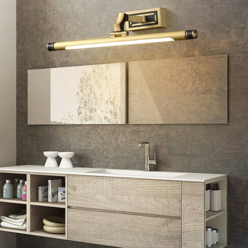 Metal Metallic Bar Vanity Light Contemporary Wall Mount Light in Brass/Black