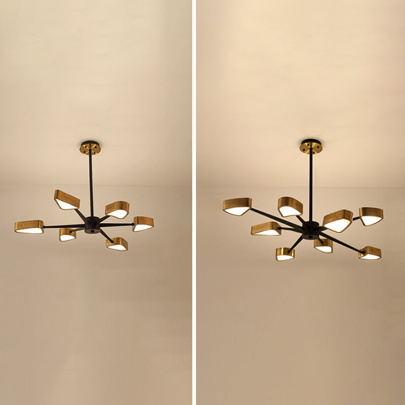 Postmodern Metal Wire Dessin Chandelier Lighttures Restaurage Black-Gold Hanging Chandelier