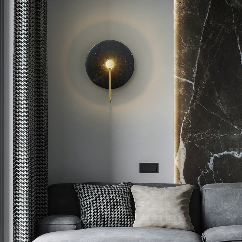 Lampada con applique rotonda lampada moderna a parete a 1 luci con tonalità in pietra