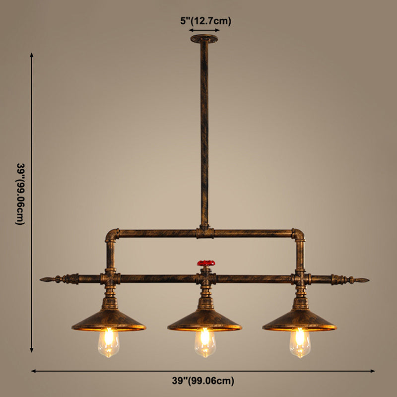 Metal Rust Island Chandelier Light Linear Industrial Style Chandelier Light Fixture
