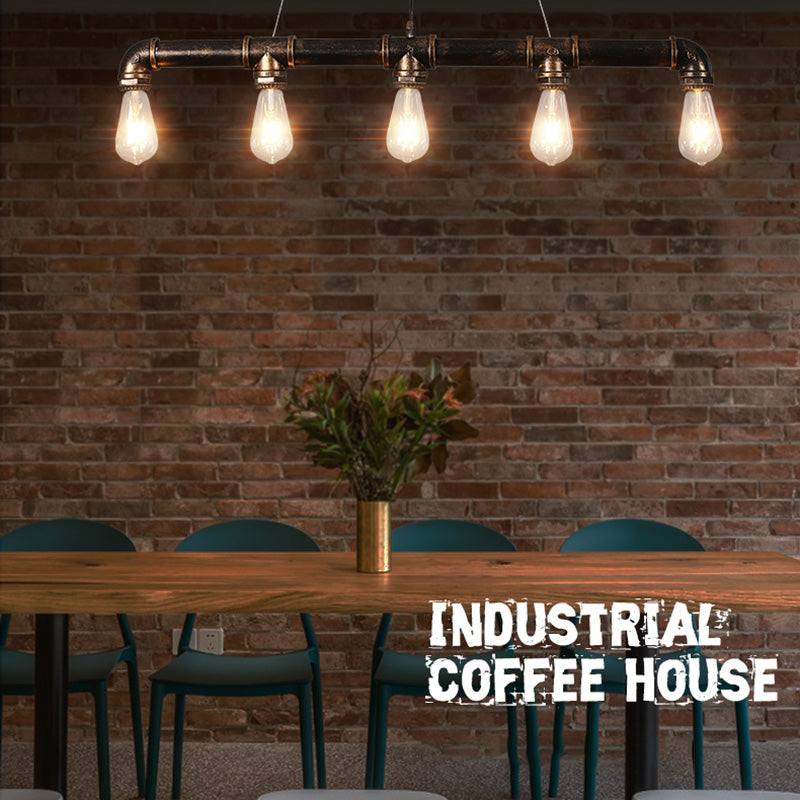 Metal Rust Island Chandelier Light Linear Industrial Style Chandelier Light Fixture