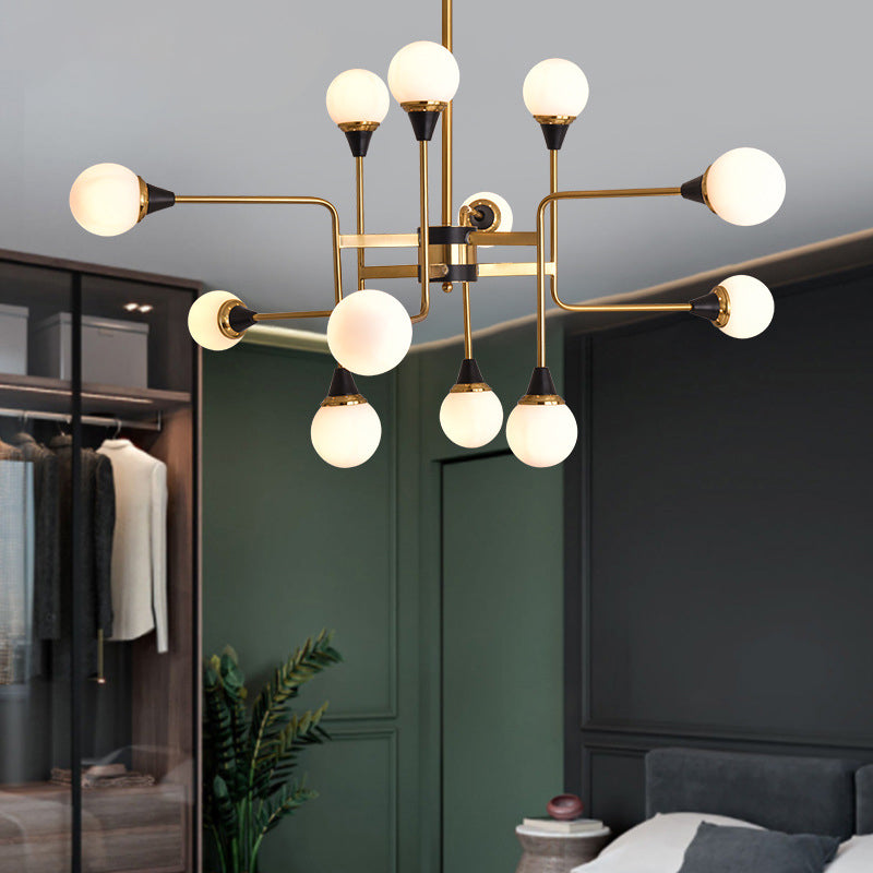 Postmodern Glass and Metal Chandeliers 12 Heads Ceiling Pendant Light for Living Room