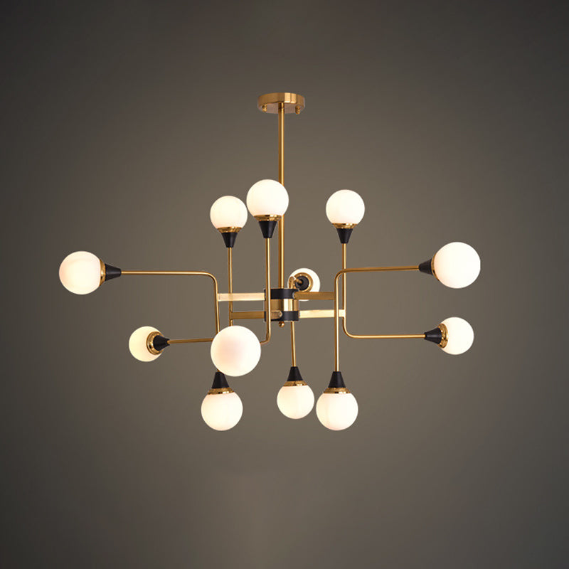 Postmodern Glass and Metal Chandeliers 12 Heads Ceiling Pendant Light for Living Room