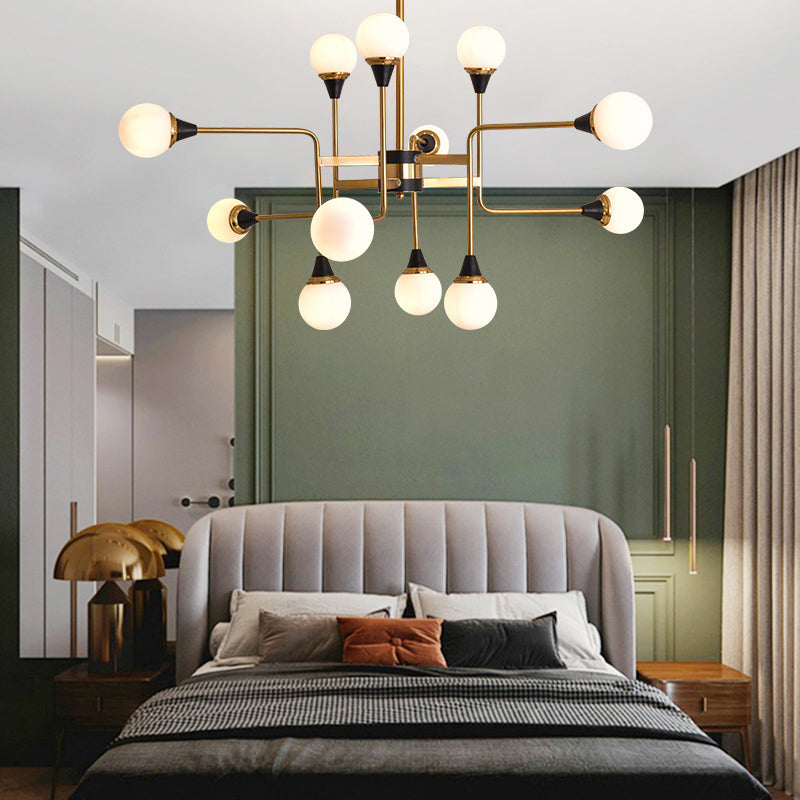 Postmodern Glass and Metal Chandeliers 12 Heads Ceiling Pendant Light for Living Room