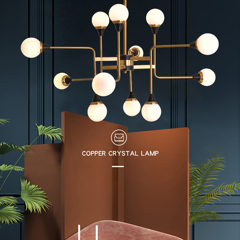 Postmodern Glass and Metal Chandeliers 12 Heads Ceiling Pendant Light for Living Room