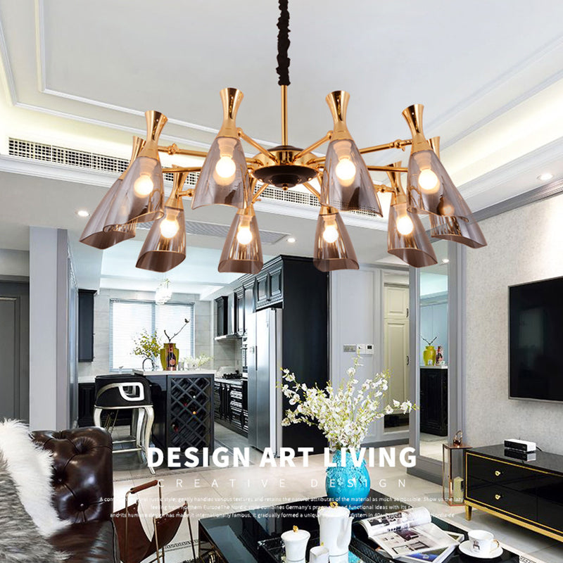 Postmodern 10 CHANDELIER LIGHTES ACCULTURS METAL ET VERRE PROSIDE CHANDELIER POUR CAFE