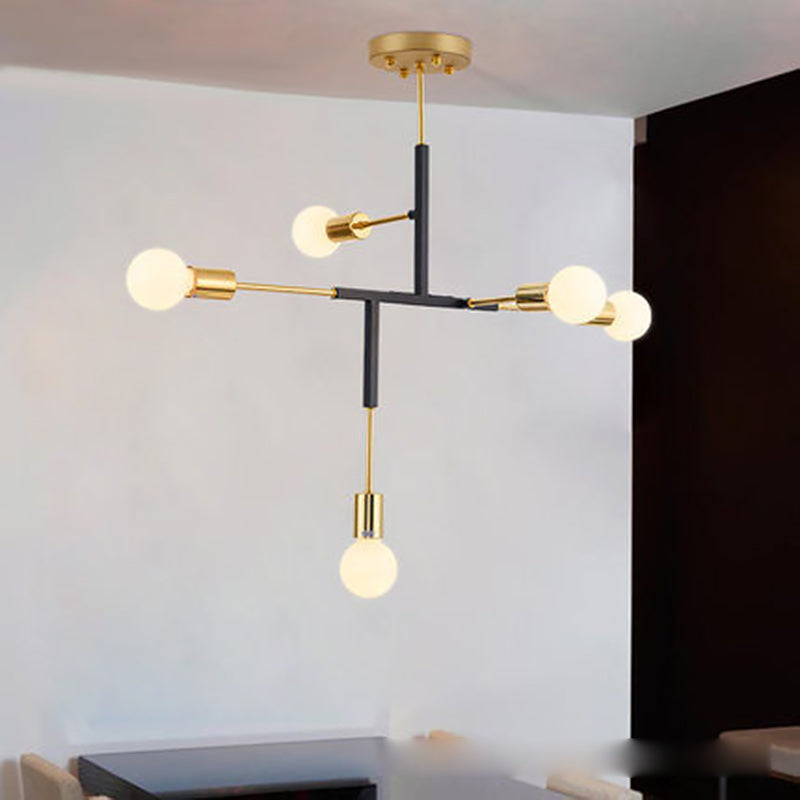 Postmoderne Postmodern Fer and Glass Chandelier Lighttures Restaurage Poulier de suspension