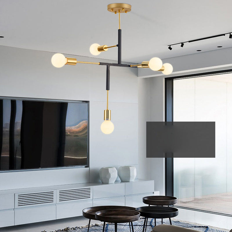 Postmoderne Postmodern Fer and Glass Chandelier Lighttures Restaurage Poulier de suspension