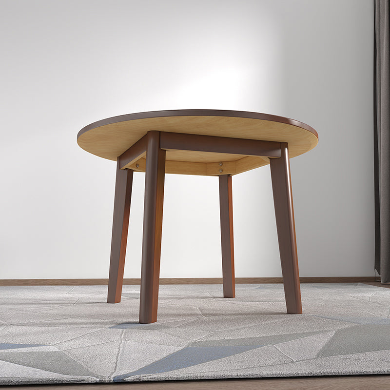 Table à manger en bois massif contemporain table de forme ronde avec base de 3 jambes