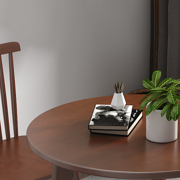 Table à manger en bois massif contemporain table de forme ronde avec base de 3 jambes