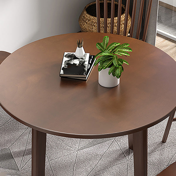 Table à manger en bois massif contemporain table de forme ronde avec base de 3 jambes