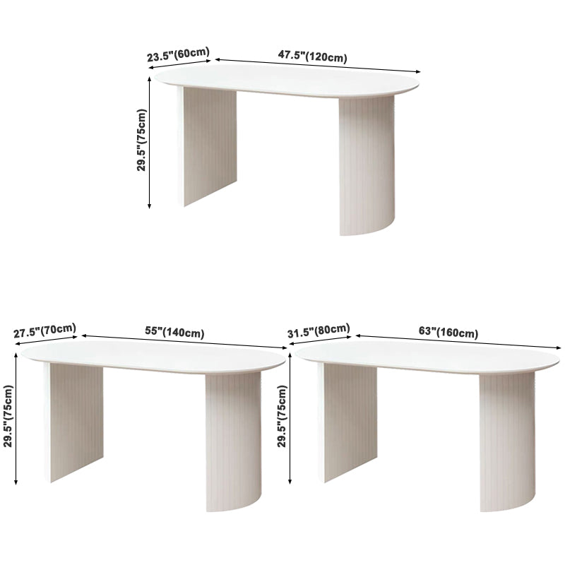 Massief hout eigentijdse ovale eettafel witte houten boventafel voor eetkamer