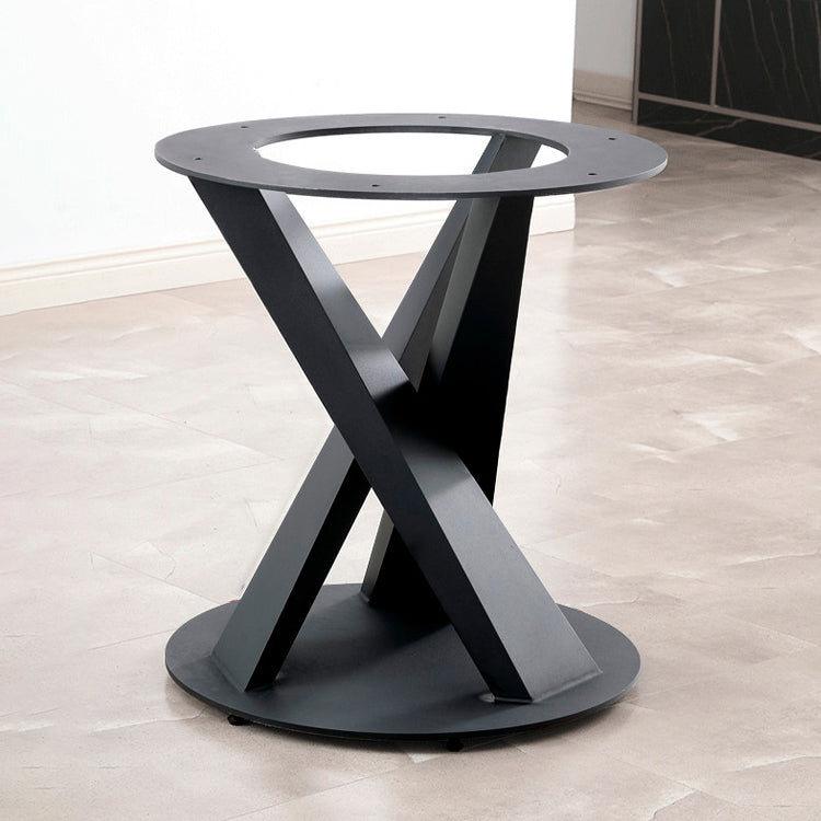 Hedendaagse ronde eettafel gesinterde stenen tafel met zwarte voetstukbasis, 47.2 "l x 27.6" w x 30 "h