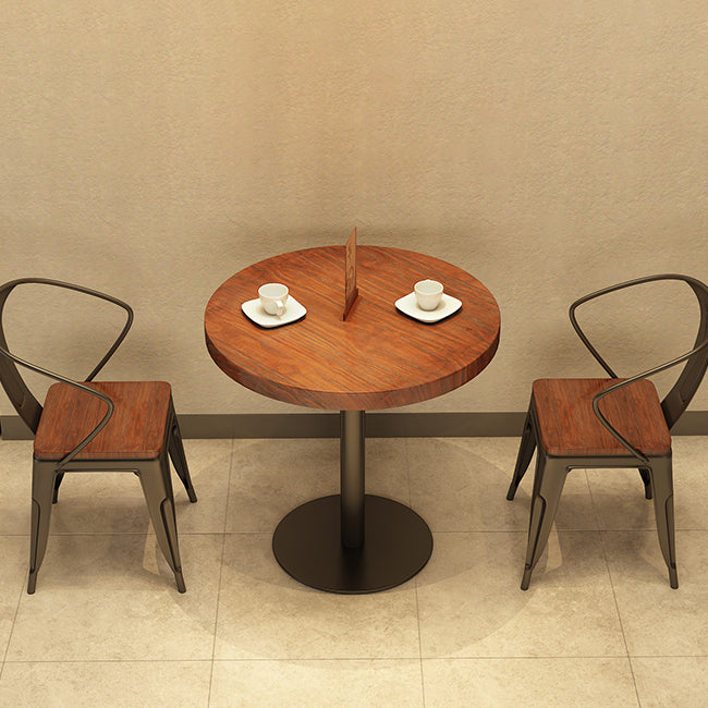 Einfacher Stil Home Wood Esstisch Rundform Tisch mit einer einzelnen Sockelbasis