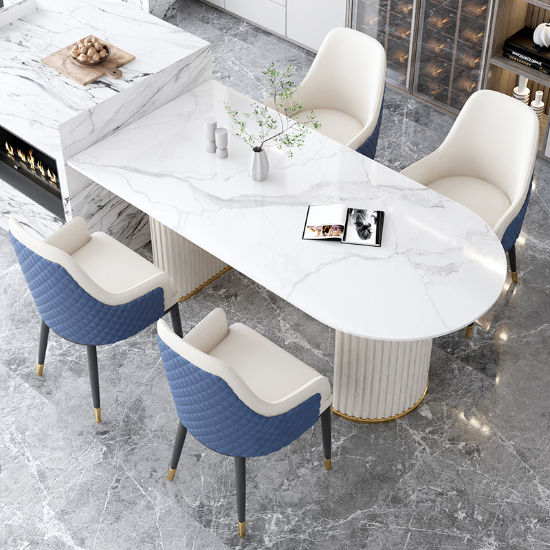 Metal Contemporary Free Form Dining Table Marble Table for Dining Room and Kitchen