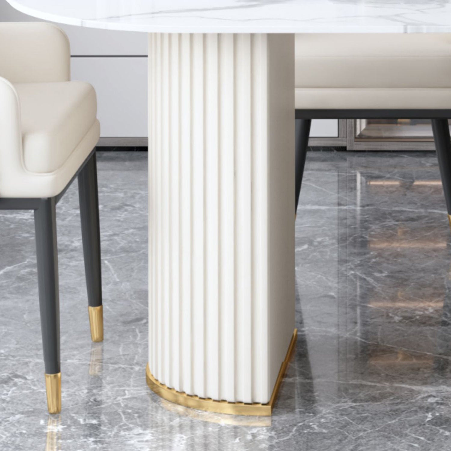 Metal Contemporary Free Form Dining Table Marble Table for Dining Room and Kitchen