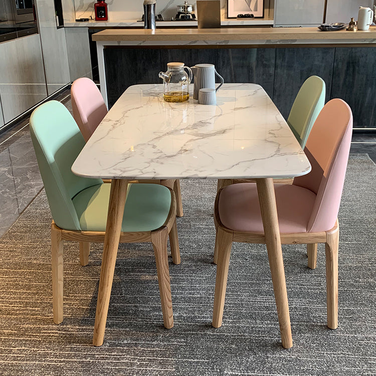 Contemporary Rectangle Dining Table White Sintered Stone Dining Table with 4 Legs