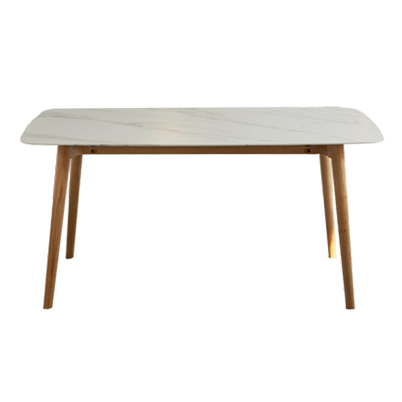 Contemporary Rectangle Dining Table White Sintered Stone Dining Table with 4 Legs