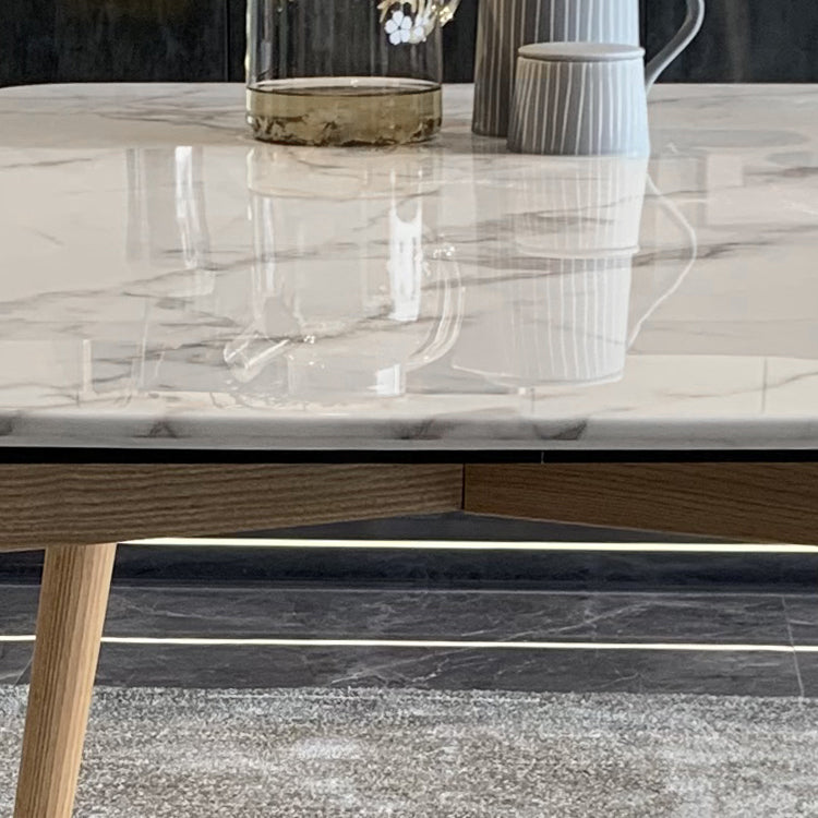 Contemporary Rectangle Dining Table White Sintered Stone Dining Table with 4 Legs
