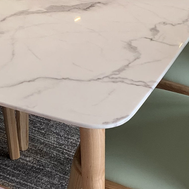 Contemporary Rectangle Dining Table White Sintered Stone Dining Table with 4 Legs