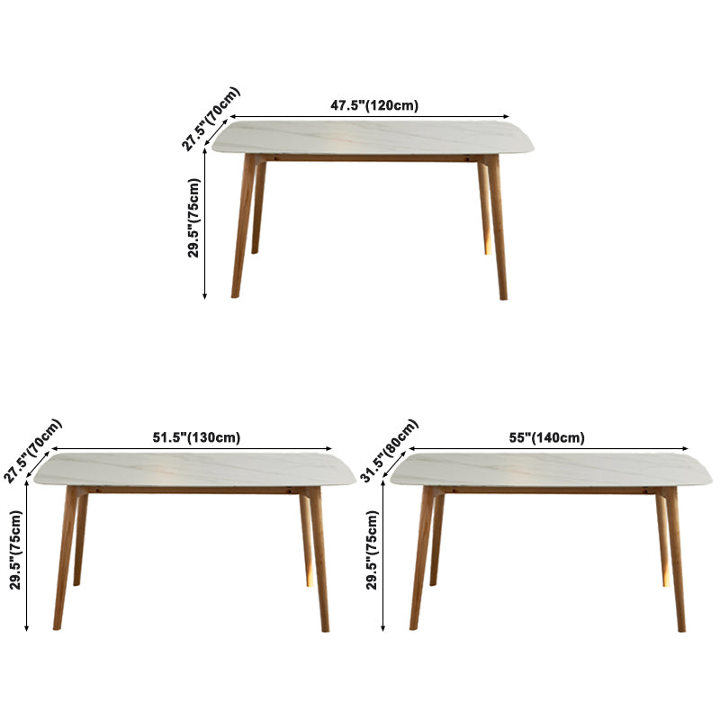 Contemporary Rectangle Dining Table White Sintered Stone Dining Table with 4 Legs