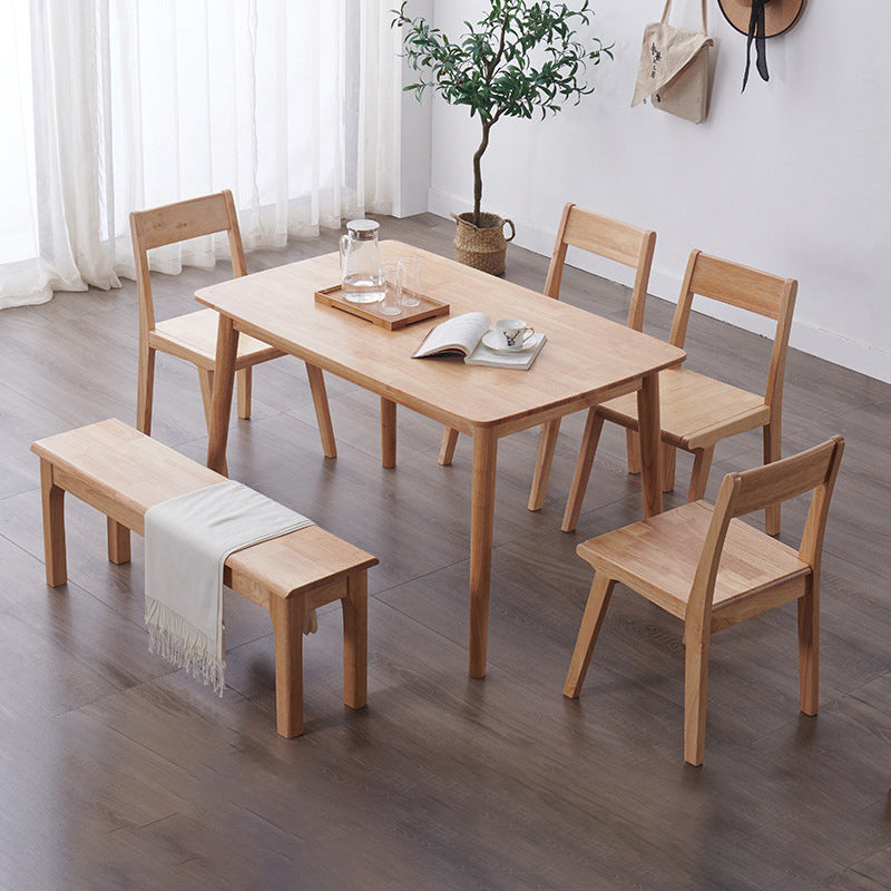 Mesa de madera de balata rectángulo mesa de comedor moderna con 4 patas para restaurante