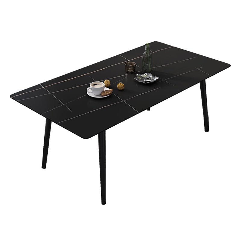 Industrial Style Sintered Stone Dining Table Rectangle Table with 4 Legs for Dinning Room